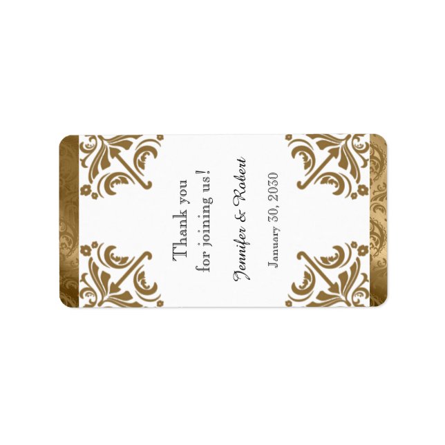 Gold Damask Silk Posh Wedding Lip Balm Label Adressaufkleber (Vorne)