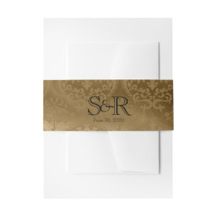 Gold Damask Silk Posh Wedelband Einladungsbanderole