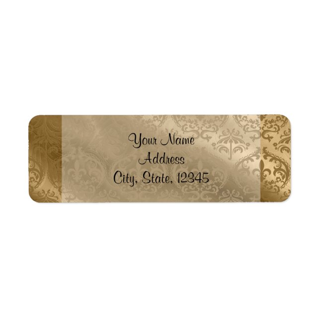 Gold Damask Silk Posh Wedellabel (Vorne)