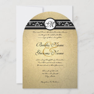 Gold Damask Swirls Wedding Invitation 5x7 Einladung