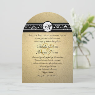 Gold Damask Swirls Wedding Invitation Einladung
