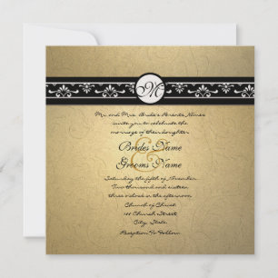 Gold Damask Swirls Wedding Invitation Einladung