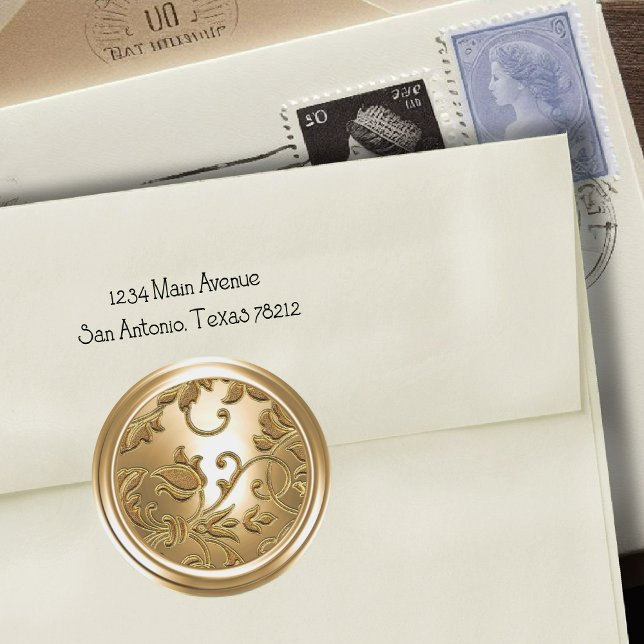 Gold Damask Umschlag Aufkleber (Von Creator hochgeladen)