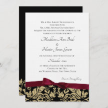 Gold Damask und Burgund Bow Wedding