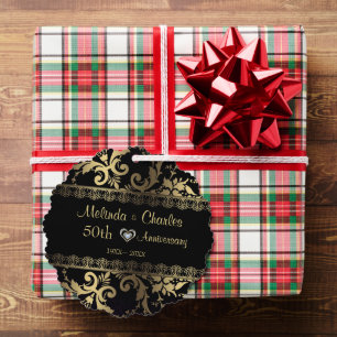 Gold Damask und Hochzeitsjubiläum Ornament Karte