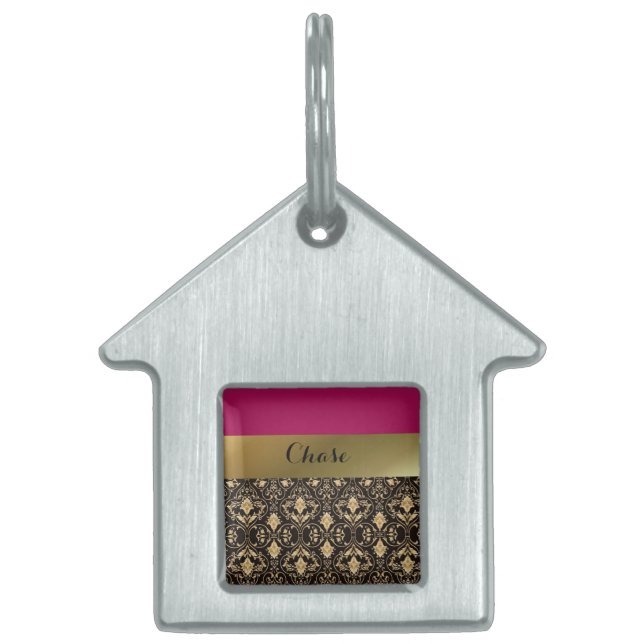 Gold Damask und Red Pet House Tiermarke (Vorderseite)