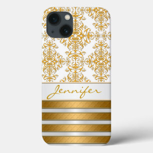 Gold Damask und Streifen Personalisiert Case-Mate iPhone Hülle
