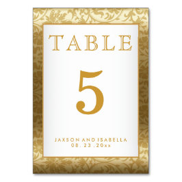 Gold Damask und White - Table Card Tischnummer