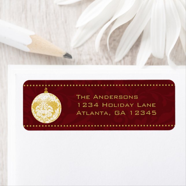 Gold Damask Weihnachtsschmuck auf Garnett (Insitu)