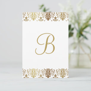 Gold Damask White Monogram Elegante Chic Danke