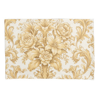 Gold-Damasken-Blumenmuster Kissenbezug