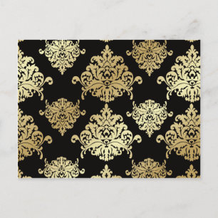 Gold, Damast, antik, vintage, Muster, elegant, sch Postkarte