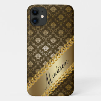 Gold Damast Mädchen Schick Elegant Personalisierte Case-Mate iPhone Hülle