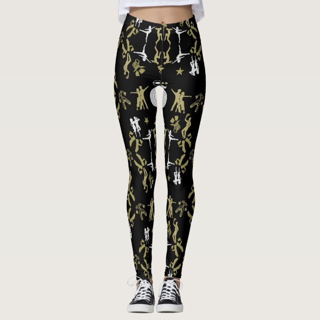 Gold Dancer Gemusterte Wohngestaltung Leggings (Vorderseite)