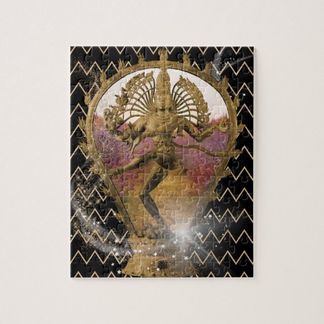 Gold Dancing Shiva Starry Zickzack Puzzle (Vertikal)