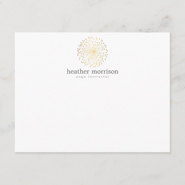 GOLD DANDELION STERNEXPLOSION LOGO on WHITE Noteca Mitteilungskarte (Vorderseite)