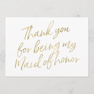 Gold "danken Ihnen für Sein meine Trauzeugin " Dankeskarte