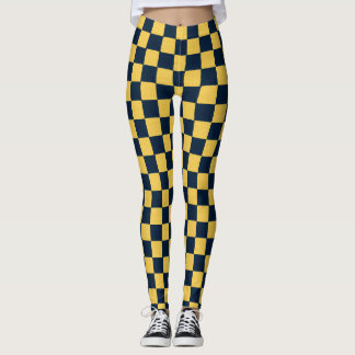 Gold & Dark Blue Karo handgezogene Pastellfarben b Leggings