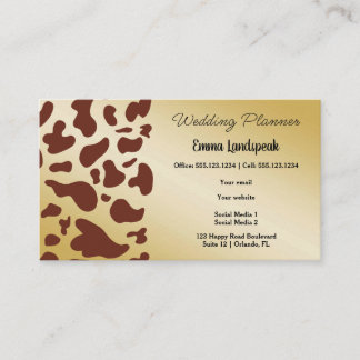 Gold & Dark Brown Cow Print Visitenkarte