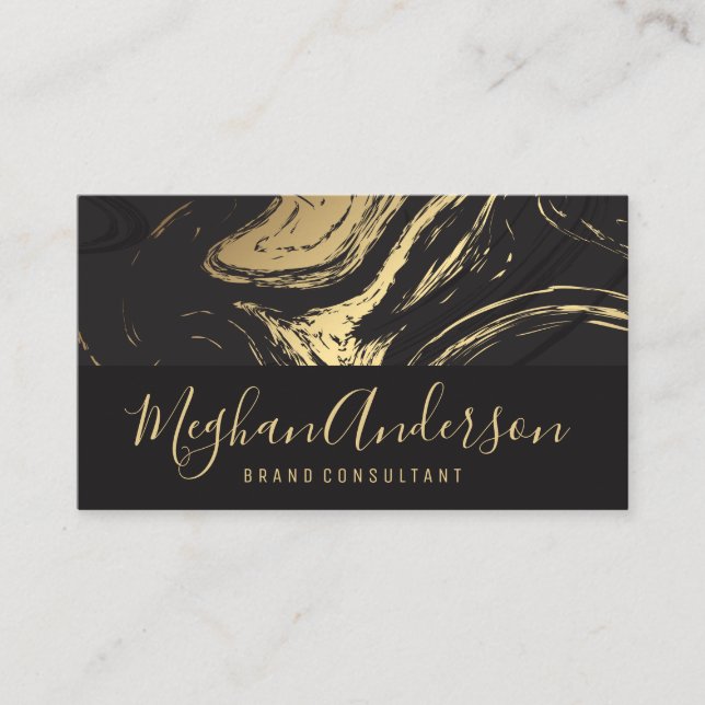 Gold Dark Gray Marble | Signature-Führungskraft Visitenkarte (Vorderseite)