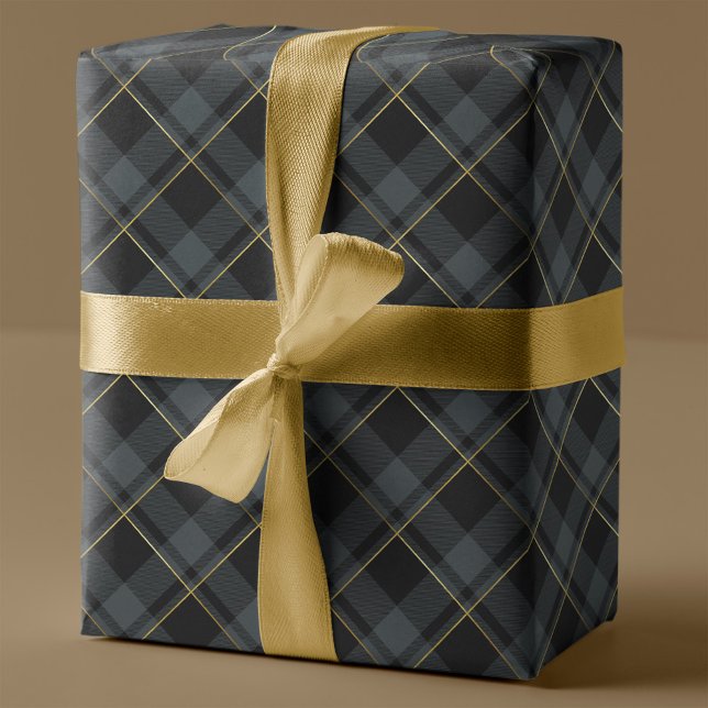 Gold & Dark Green Tartan Karierte Weihnachten Geschenkpapier (Von Creator hochgeladen)