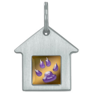 Gold Dark Lila Cat Pet ID Tag Tiermarke