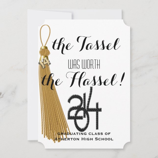 Gold Dated Tassel Worth The Hassle Abschluss Einladung (Vorderseite)