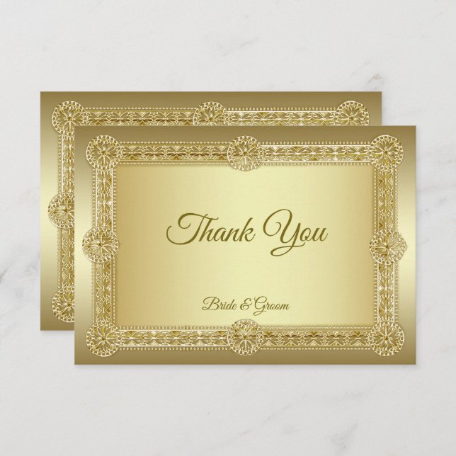Gold Decorative Flat Danke-Card Dankeskarte (Vorne/Hinten)