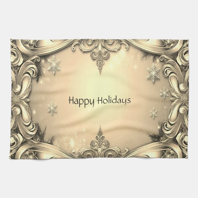 Gold Decorative Holiday Küche Handtuch (Horizontal)