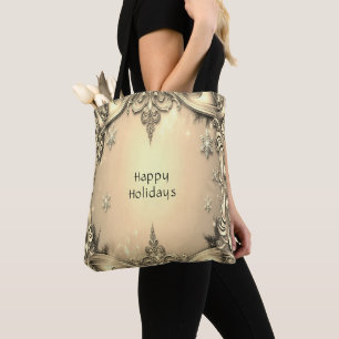 Gold Decorative Holiday Tote Bag