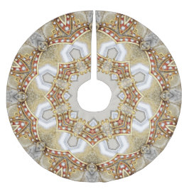 Gold Decorative Tree Skirt Polyester Weihnachtsbaumdecke