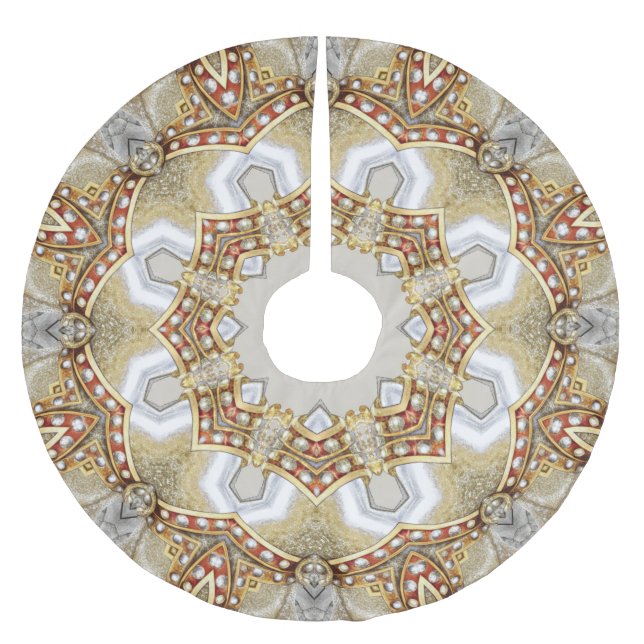 Gold Decorative Tree Skirt Polyester Weihnachtsbaumdecke (Vorderseite)