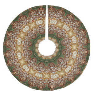 Gold Decorative Tree Skirt Polyester Weihnachtsbaumdecke