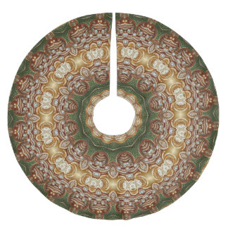 Gold Decorative Tree Skirt Polyester Weihnachtsbaumdecke