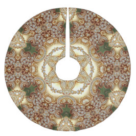 Gold Decorative Tree Skirt Polyester Weihnachtsbaumdecke