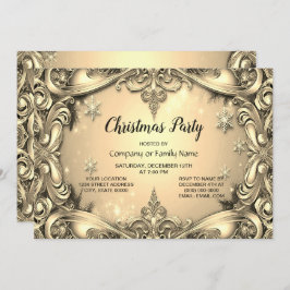 Gold Decorative Weihnachtsfeier Party Einladung