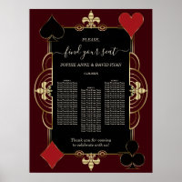 Gold Deep Burgundy Casino Hochzeit Sitzplan