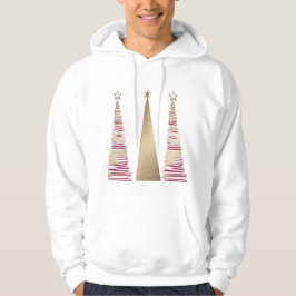 Gold & deep red Christmas Tree's mens Hoodie
