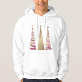 Gold & deep red Christmas Tree's mens Hoodie