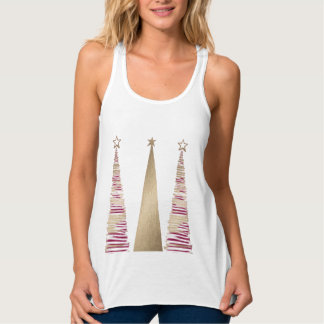 Gold & deep red Christmas Tree's Tank Top