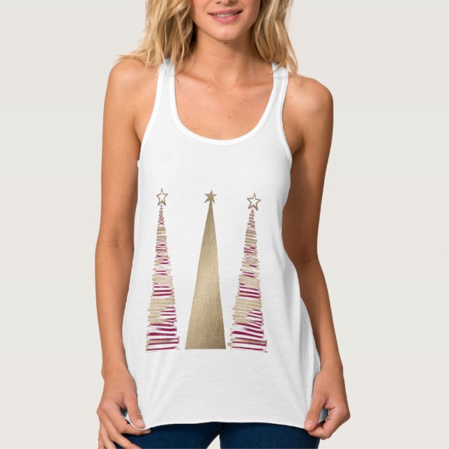 Gold & deep red Christmas Tree's Tank Top (Vorderseite)