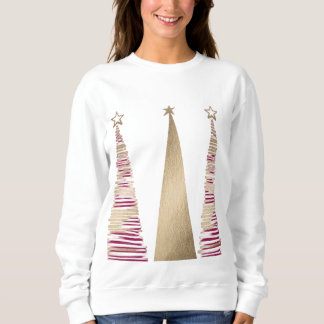 Gold & deep red Christmas Tree's womens  Sweatshirt