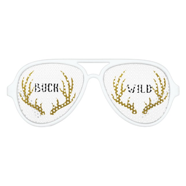 Gold Deer Antlers Buck Wild Partybrille (Vorderseite)