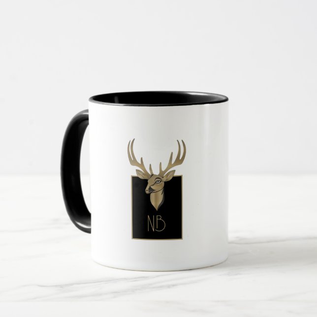 Gold Deer Head Tasse (Vorderseite Links)