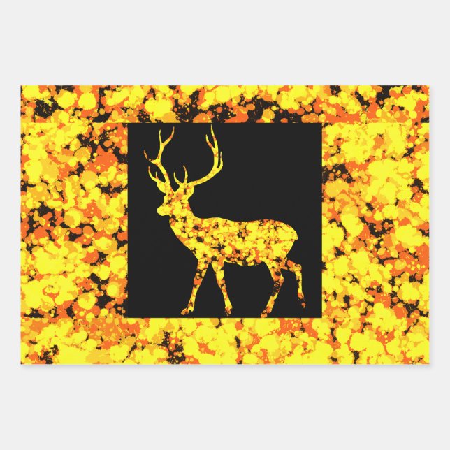 Gold Deer Splattered Paint  Geschenkpapier Set (Vorderseite 3)