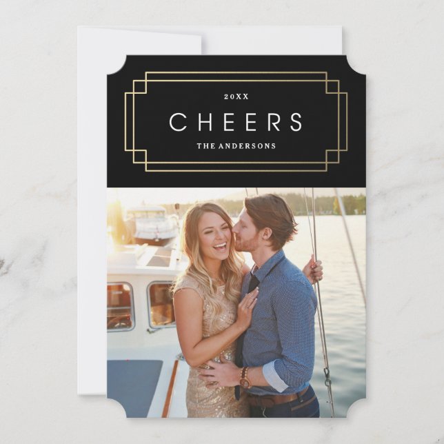 Gold Deko Holiday Feiertagskarte (Vorderseite)