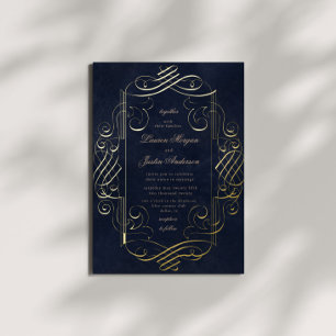 Gold-Deko-Ornament Hochzeit Folieneinladung