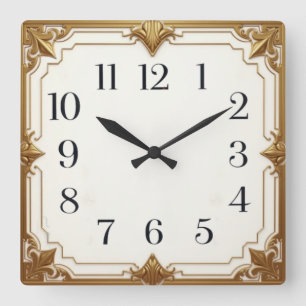 Gold-Dekor Quadratische Wanduhr