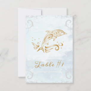 Gold Delphin Wedding Table Card Einladung