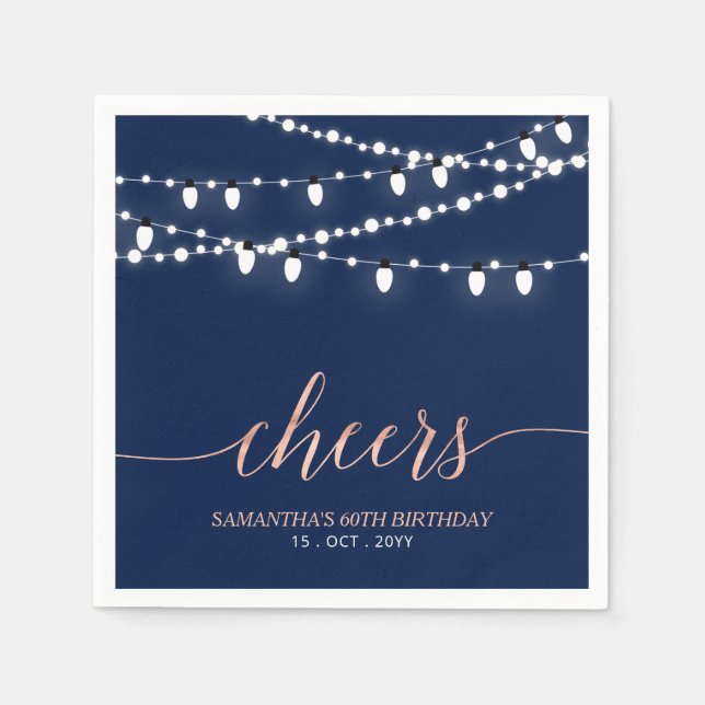 Gold der Marine und der Rose | Elegante Erwachsene Serviette (Vorderseite)